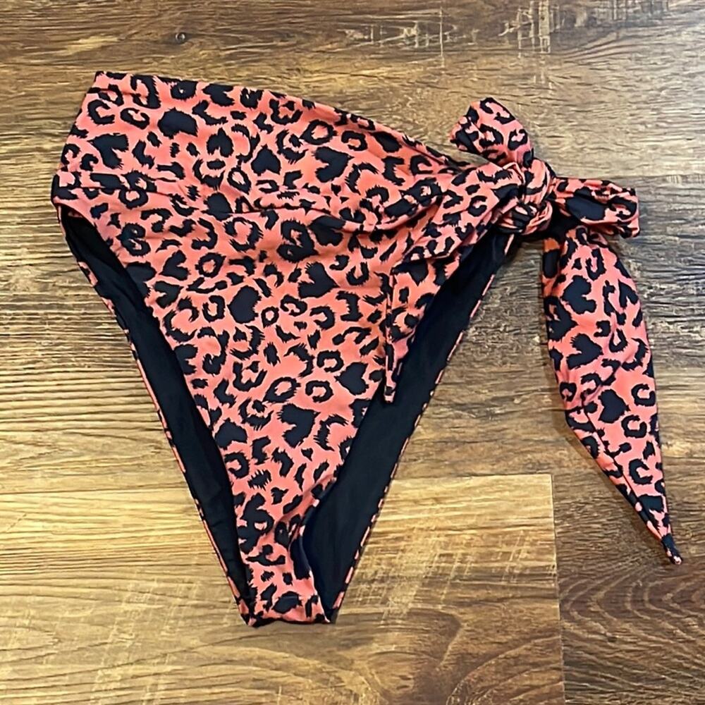 Beach Riot Brownish Red and Black Leopard Print Bikini Bottoms Women's Size S - Picture 2 of 7